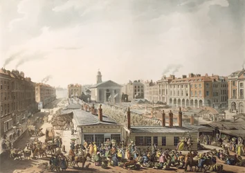 Covent Garden Market, widok z lotu ptaka, z Microcosm of London Ackermanna, 1811 (druk)
